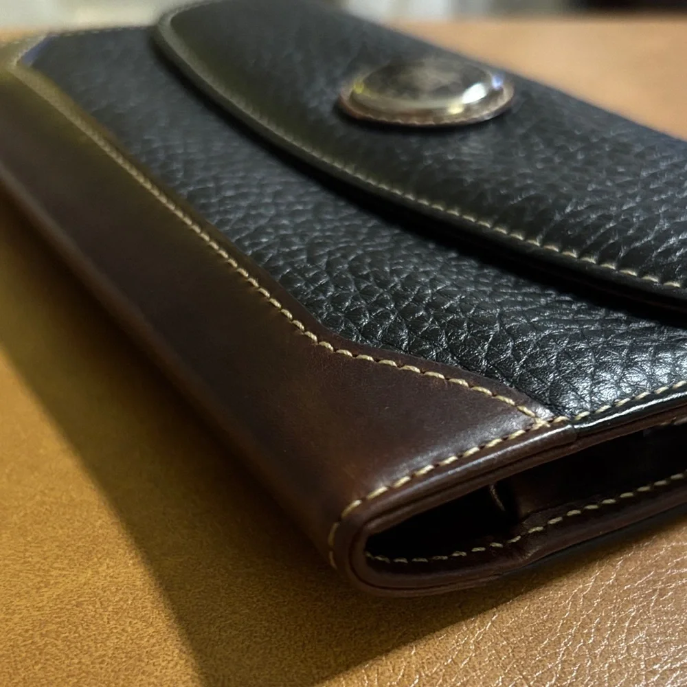 Dooney & Bourke Black Leather Wallet with Gold Accent